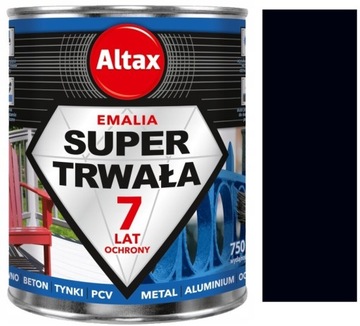 ALTAX EMALIA SUPER TRWAŁA 7 LAT OCHRONY DO METALU I DREWNA CZARNY MAT 0.75L