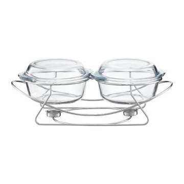 AMBITION SAULE NACZYNIE ŻAROODPORNE Z PODGRZEWACZEM 4 L OKRĄGŁE SZKŁO