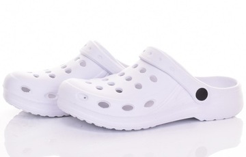 БЕЛЫЕ ЖЕНСКИЕ ТАПОЧКИ ИЗ ПЕНЫ CROX ТВЕРДАЯ МЕДИЦИНСКАЯ ОБУВЬ ДЛЯ ДОМАШНЕГО САДА