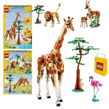 LEGO Creator 3w1 Ruchome Figurki Dzikie zwierzęta z safari 31150 Żyrafa Lew
