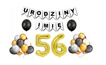 Zestaw na 56 Urodziny Balony Baner Dowolne Imię