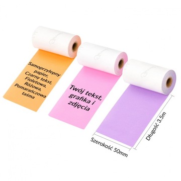 Kolorowy papier Phomemo M02 M02S M02PRO M03 50mmx3,5m naklejki etykiety x3