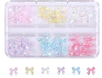 KOKARDKI OZDOBY 3D DO PAZNOKCI MANICURE W KASETCE