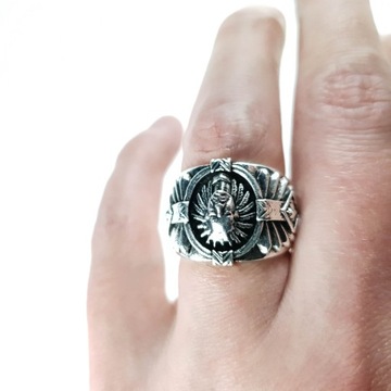 СЕРЕБРЯНОЕ КОЛЬЦО С ПЕЧАТКОЙ ВОИН ИНДИЙСКИЙ ВОЕННЫЙ КОЛЬЦО R18