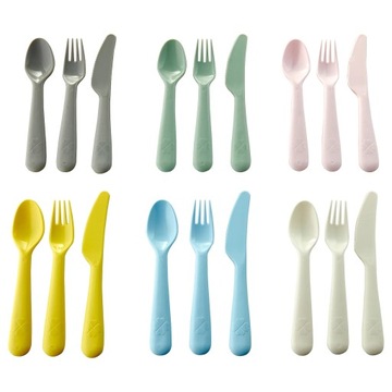 IKEA KALAS 18 SZTUĆCE 6x WIDELEC NÓŻ ŁYŻKA Pastel