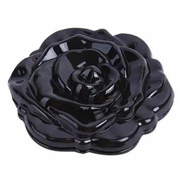 Hot Mini Rose Flower Hand Mirror Black Folding Round Mirror Portable Girls