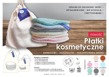 Płatki kosmetyczne wielorazowe 10cm +duży woreczek