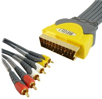 SCART EURO na 6 wtyków RCA cinch P-K 5m