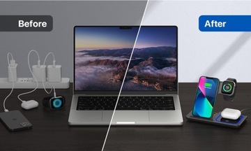 Складное беспроводное зарядное устройство Night Light 3 в 1