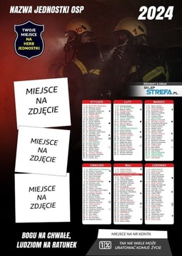 KALENDARZ STRAŻACKI PLAKATOWY A3 DWUSTRONNY 50 SZT OSP KALENDARZE STRAŻ MDP