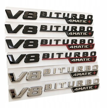 MERCEDES V8 BITURBO 4MATIC ЭМБЛЕМА МАТОВЫЙ ЧЕРНЫЙ