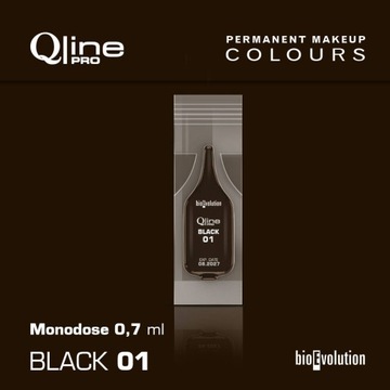 BLACK 01 - czarny pigment QLINE PRO do makijażu permanentnego MONODOSA