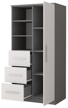 Книжный шкаф 80 см 3S1D KATE SYSTEM - БЕЛЫЙ/СЕРЫЙ