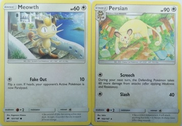 BUS | Meowth 101/147 + Persian 102/147 | COLORLESS | Karta Pokemon