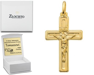 ZŁOTY KRZYŻYK BŁYSZCZĄCY Z UKRZYŻOWANYM JEZUSEM
