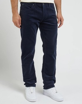 LEE DAREN sztruksy proste spodnie jeans straight ZIP FLY W32 L32 granatowy