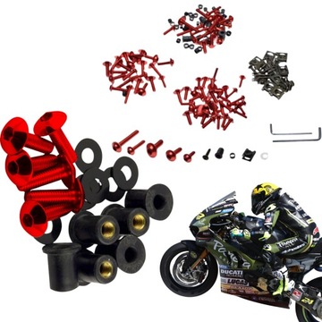 ZESTAW ŚRUBEK DO OWIEWKI MOTOCYKLOWEJ Czerwone Red