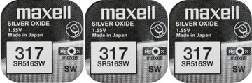 3x BATERIA SREBROWA MAXELL SR 516 SW 317 SR62 V566 SR516SW