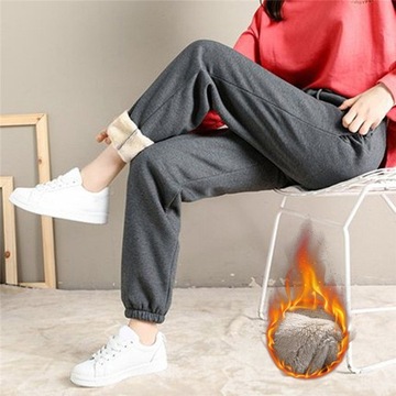 Women Winter Thicken Fleece Pants Stretch Lace-Up