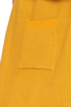 Ciepły Długi Sweter Damski KARDIGAN Z Luźnymi Rękawami Żółty MORAJ L/XL