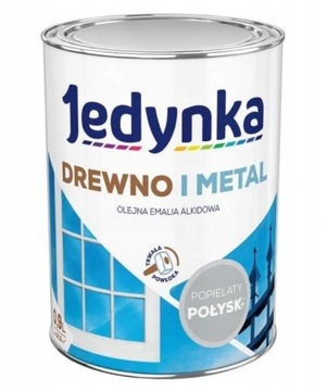 FARBA DO DREWNA I METALU JEDYNKA POPIELATY POŁYSK 0,9L