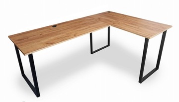 BIURKO 120X180X60 KOMPUTEROWE GAMINGOWE NAROŻNE LOFT DĄB CRAFT ZŁOTY