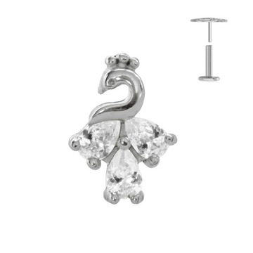Pendiente de pez de libélula de pavo real, perno Prisionero de Titanio,