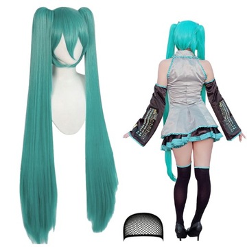 Hatsune Miku длинный прямой парик из синтетического волокна с сеткой для косплея