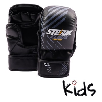 StormCloud Rękawice MMA dla dzieci Lynx Czarno/Szare Junior S