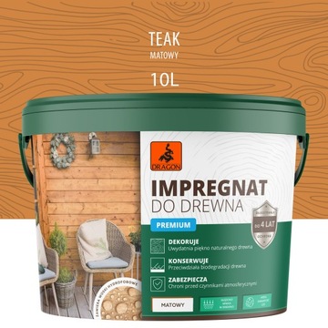 Impregnat do drewna PREMIUM DRAGON 10L TEAK