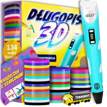 DŁUGOPIS 3D DRUKARKA 3D PEN 3 GENERACJA 134 METRY WKŁADU KOLOROWEGO 2023