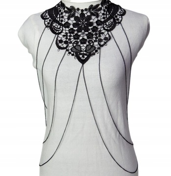 BIŻUTERIA RETRO OZDOBA CIAŁO ŁAŃCUSZEK KORONKA v3