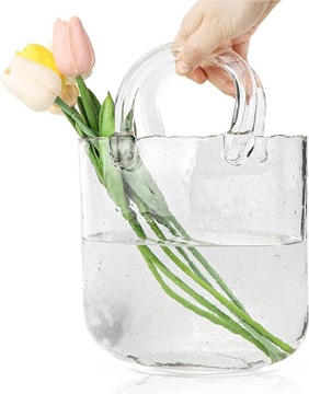TOREBKA WAZON SZKLANY PRZEŹROCZYSTY TRANSPARENTNY BEZBARWNY 28CM
