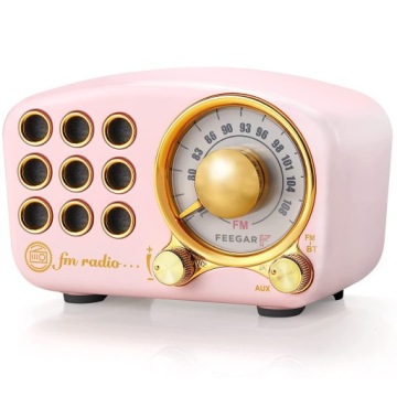 Kuchyňské rádio Fm Feegar Retro Pink Přenosné síťové Bluetooth 10h Sd Aux