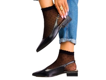 BALERINY DAMSKIE BUTY Z ODKRYTĄ PIĘTĄ SZPIC r 36