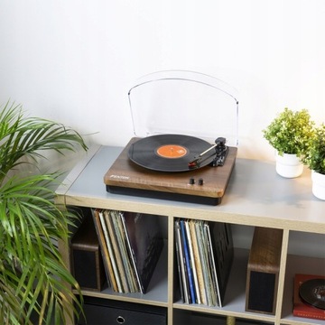 Стильный проигрыватель с динамиками BT, USB RCA + винил