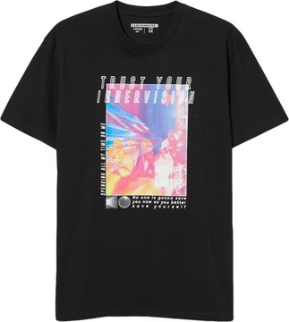 C&A Czarna Męska Koszulka Męski Print T-Shirt Bawełniany z Nadrukiem 3X