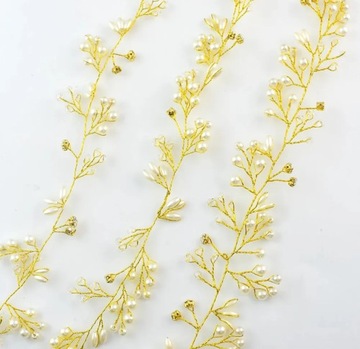 GAŁĄZKA opaska do włosów ślubna ZŁOTY WIANEK ślub