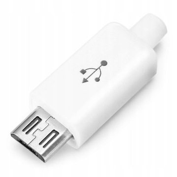 5 SZTUK BIAŁY WTYK WTYCZKA MĘSKA MICROUSB 5PIN