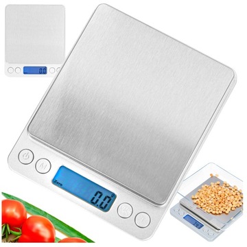 Waga kuchenna elektroniczna jubilerska precyzyjna srebrna LCD 2 kg 0,1g