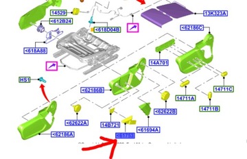 DRŽÁK REGULACE SEDADLA TRANSIT 14- CUSTOM 12- OE