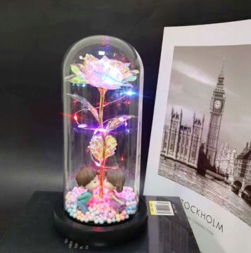 ETERNAL ROSE IN GLASS, СВЕТЯЩАЯСЯ цветочная коробчатая роза LED