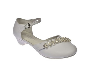 Туфли для причастия, балетки белого цвета, каблук 40/23, размер. 33
