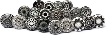 GAŁKI CERAMICZNE BIAŁO CZARNE PIĘKNIE MALOWANE 20X