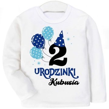 Кофточка Футболка ДЕНЬ РОЖДЕНИЯ 2 года шарики ИМЯ р 92