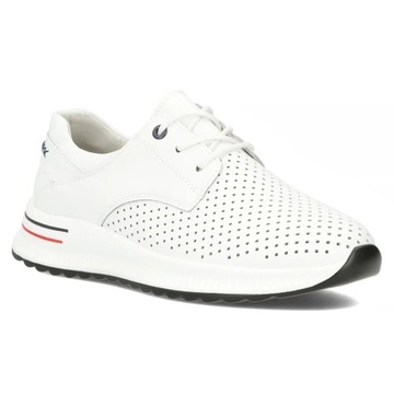 Ażurowe półbuty damskie Skórzane sportowe Białe sneakersy Filippo DP6022/24