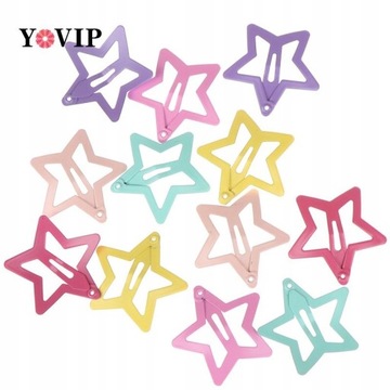 6Pcs New Lovely Metal Candy Color Girls Cute Star