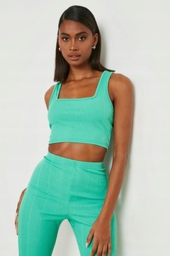 Boohoo NG2 kcu zielony komplet spodnie crop top struktura XL