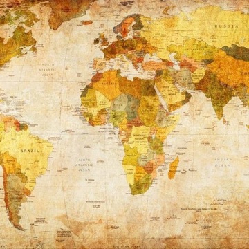 FOTOTAPETA 200x154 +KLEJ, Stara Mapa Świata sepia