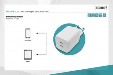 Сетевое зарядное устройство, блок питания GaN, 2x USB-C PD 3.,
